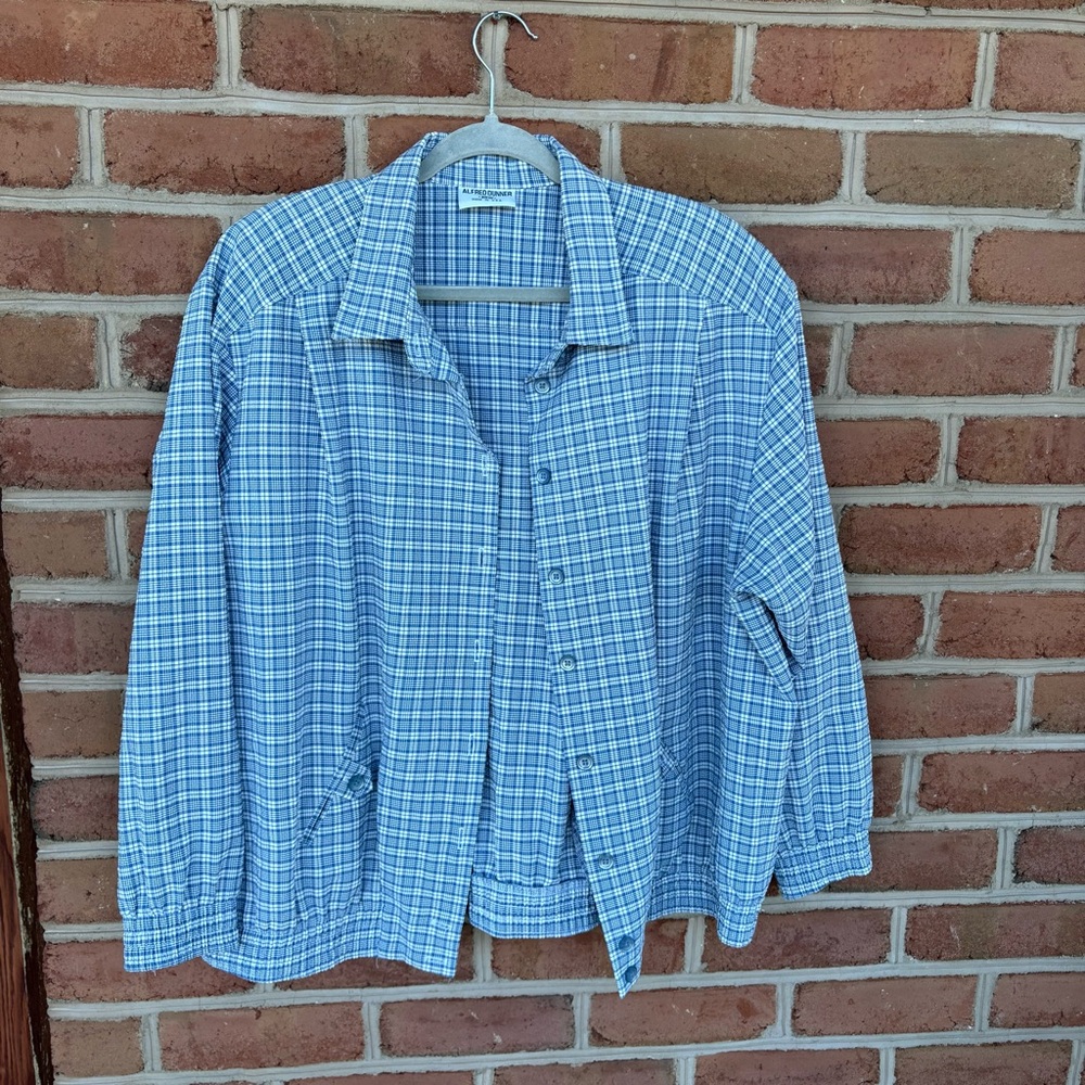 Blue Plaid Button-Up Jacket - image 7